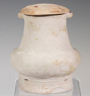 CHINESE NEOLITHIC POTTERY COVERED JAR, 3RD MILLENIUM BC