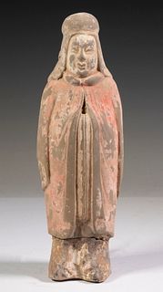 CHINESE NORTHERN QI (550-577 AD) STANDING POTTERY PRIEST