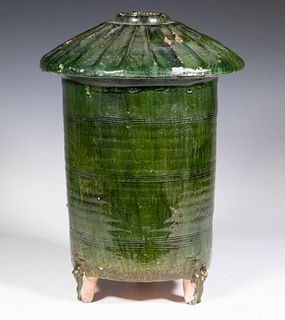 CHINESE HAN DYNASTY (206 BC - 220 Ad) LARGE GREEN GLAZED BURIAL JAR