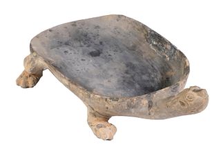 CHINESE HAN DYNASTY (206 BC-220 AD) TORTOISE FORM POTTERY INKSTONE