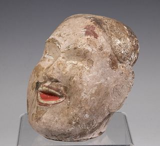 LARGE ANCIENT CHINESE HAN DYNASTY ABSTRACT YANGLING POTTERY HEAD - 200 BC
