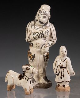 (3) CHINESE HAN CIZHOU POTTERY FIGURES