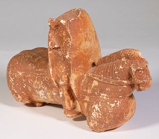 TANG DYNASTY HORSE WITH RIDER, 8TH-10TH C., FRAGMENT