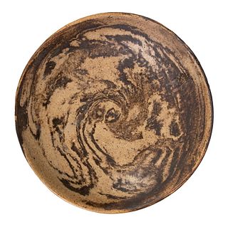 MARBLED EARTHENWARE TEA SAUCER, TANG DYNASTY, CHINA - (660 AD - 920 AD)