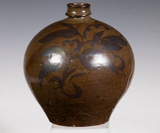 CHINESE SONG DYNASTY BLACK ON BROWN GLAZED POTTERY JUG