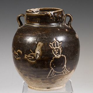 CHINESE BLACK GLAZED HENAN JAR, SONG OR LATER