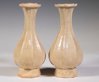PR OF CHINESE YUAN (1260-1368) POTTERY BUD VASES