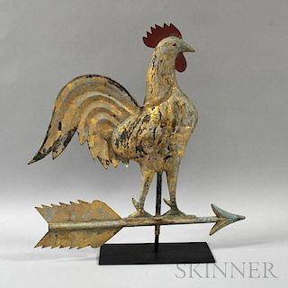 Molded Gilt Copper Rooster Weathervane