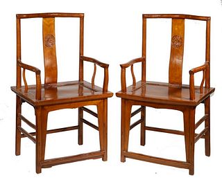 PR OF 19TH C. CHINESE ANCESTRAL ARMCHAIRS