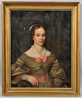 American School, 19th Century      Portrait of a Woman, of the Bryant Family of Wiscasset or Damariscotta, Maine.