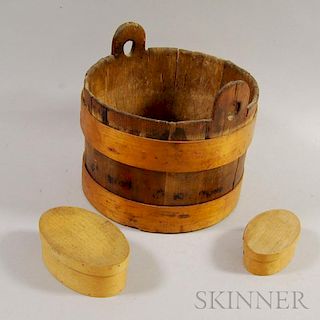 Two Oval Pantry Boxes and a Bucket