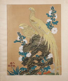 19TH C. CHINESE PAINTING OF BIRDS AND FLOWERS