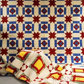 Two Geometric-pattern Patchwork Quilts
