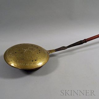 Pierced and Engraved Brass Bedwarmer