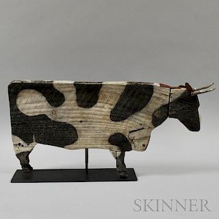 Painted and Carved Wooden Cow Weathervane