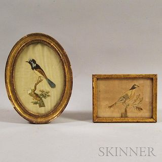 Two Framed Silk-embroidered Pictures of Birds