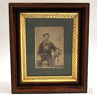 Framed Full-plate Tintype of a Fireman
