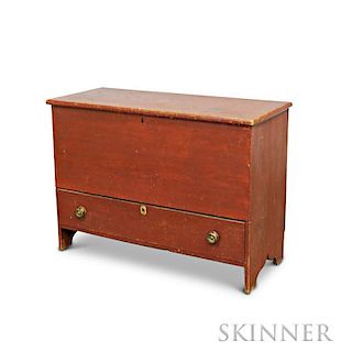 Red-painted Pine One-drawer Blanket Chest