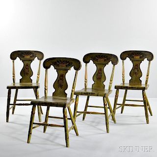 Set of Four Paint-decorated Chairs