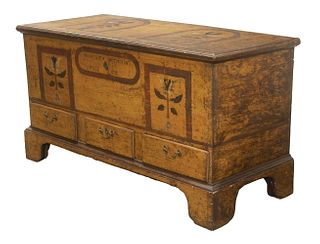 PENNSYLVANIA DUTCH PAINTED DOWRY CHEST, INSCRIBED "ELISABETH WITMER IN ANNO 1811"