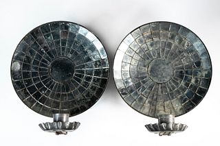 PR MIRRORED TIN CANDLE SCONCES