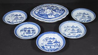 (6 PCS) CHINESE BLUE AND WHITE CANTON
