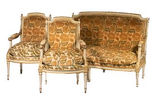LOUIS XVI SETTEE AND ARMCHAIRS