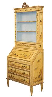 FRENCH PAINTED BOOKCASE DESK