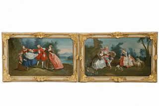 PAIR OF 18TH C. FRENCH PASTORAL SCENES