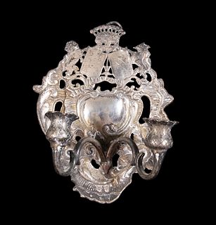 EARLY FRENCH SILVER CANDLE SCONCE