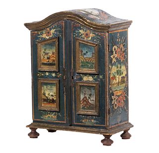 MINIATURE CONTINENTAL PAINTED ARMOIRE