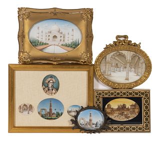 GROUP OF (5) FRAMED INDIAN MINIATURES, LATE 19TH TO MID 20TH C.