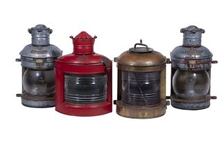 (4) 19TH C. LARGE SHIP'S LANTERNS (A PAIR AND 2 SINGLES)