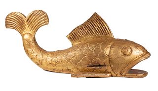 CARVED GILTWOOD TABLE FISH, OVERSIZED