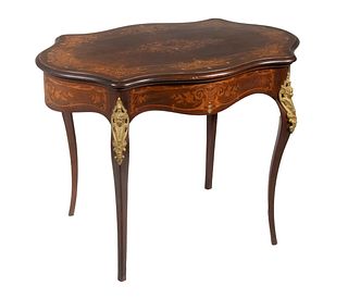 CIRCA 1900 MOTHER-OF-PEARL INLAID LOUIS XIV STYLE CENTER TABLE