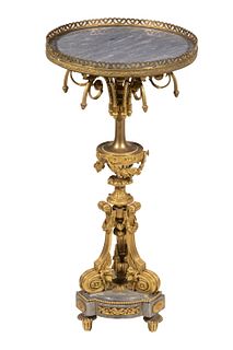 FRENCH GILT BRONZE & PALE GREY MARBLE GUERIDON