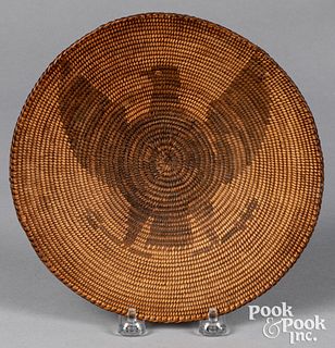 Pima Indian figural coiled tray basket