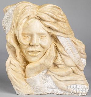 Marble sculpture of a Navajo Indian woman's face