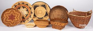 Group of Native American Indian basketry items