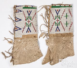 Sioux Indian child's beaded hide leggings, 19th c.