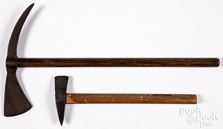 Wrought iron spike tomahawk and smaller example