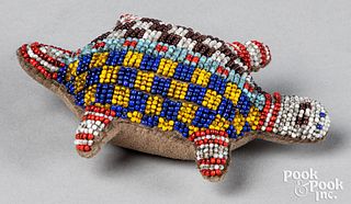 Plains Indian beaded turtle fetish