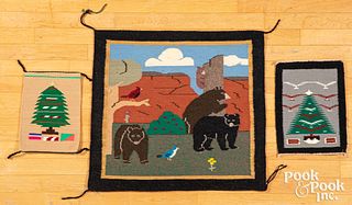 Three Navajo pictorial textiles