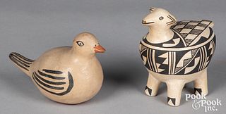 Two Pueblo Indian pottery effigies