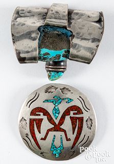 Navajo Indian silver and turquoise jewelry items