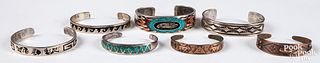 Seven Native American Indian made bracelets