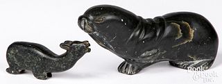 Inuit Indian carved soapstone walrus