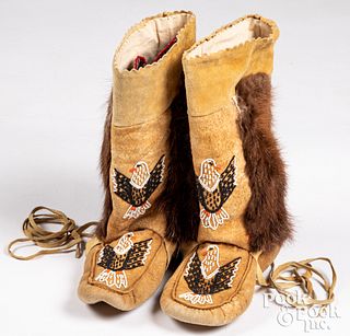 Pair of Alaskan Inuit seal hide boots, 20th c.