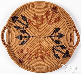 Columbian River Basin Indian coiled tray basket