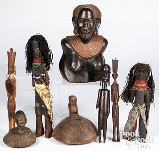 Group of African tribal carved figural items